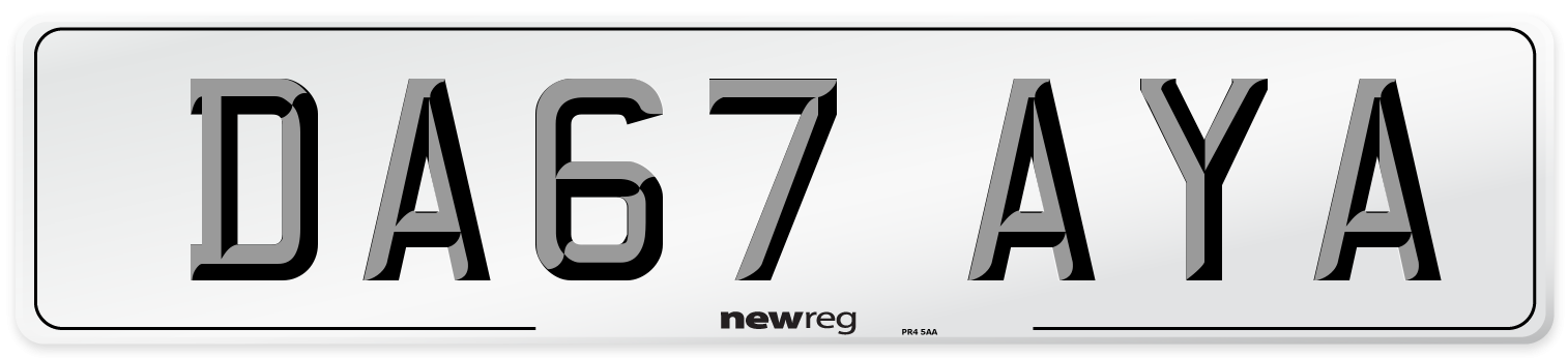 DA67 AYA Number Plate from New Reg